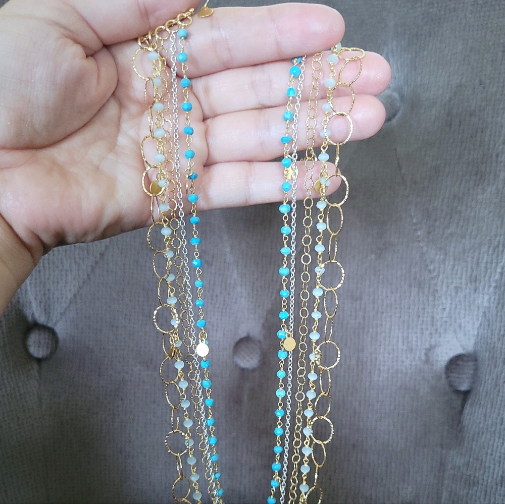 Five🖐 Strand Necklace Statement Necklace - Picture 15 of 16